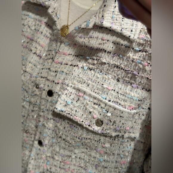 White pastel tweed jacket: size S fit up to L - Picture 14 of 15